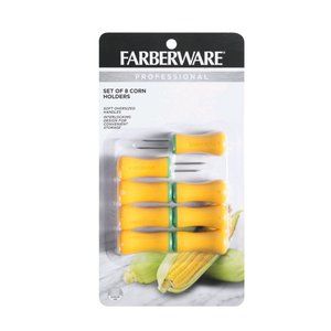 FARBERWARE Professional Set of 8 Rubber & Stainless Steel Corn Holders i…